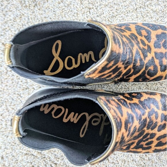 Genuine Cow Fur Sam Edelman High Top Leopard Sneakers - Picture 6 of 9